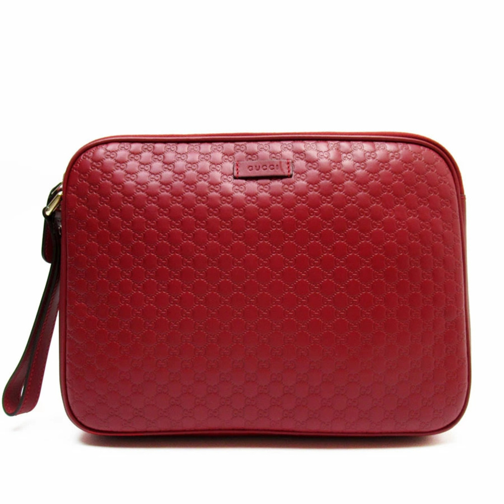 Gucci Clutch Bag Guccissima Leather Red Gold